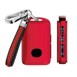 Key Fob Cover Case for Mazda Soft TPU Key Holder 3/4 Button Smart Car Key Protector with Leather Keychain Lanyard for 2019 2020 2021 Mazda 3 6 5 Series CX3 CX5 CX7 CX9 CX30,Red