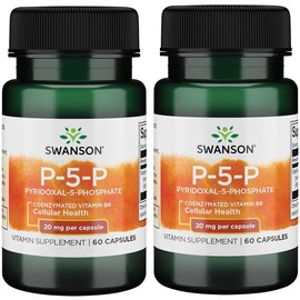Swanson P-5-P (Pyridoxal-5-Phosphate) Coenzymated Vitaminb-6 20 Milligrams 60 Capsules (2 Pack)