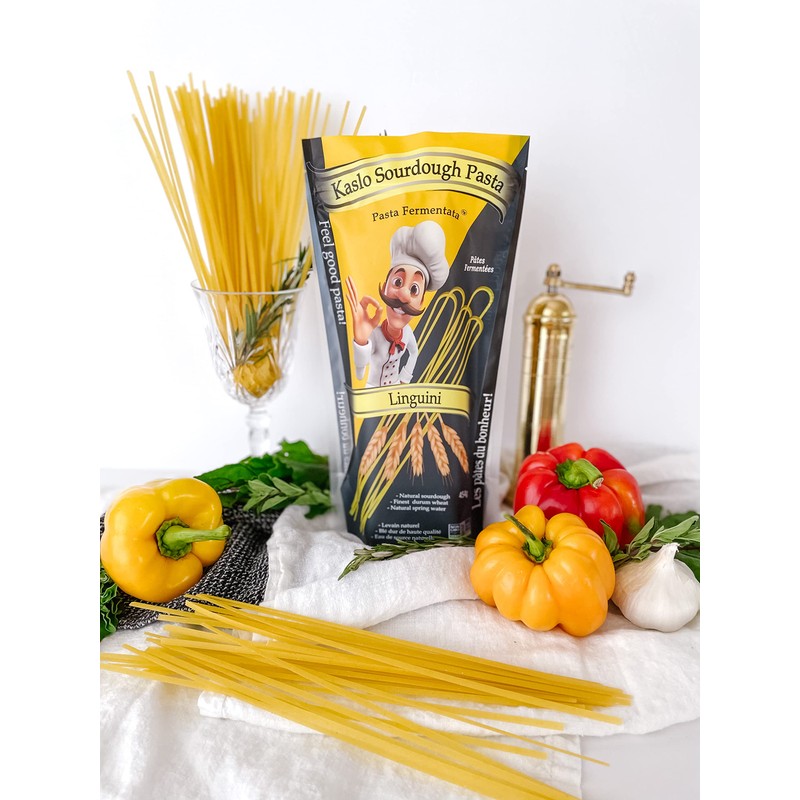 Kaslo Sourdough Pasta, Linguini, Non-GMO, Vegan, Egg-Free, Nut-free, Canadian, 454
