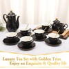 DUJUST 22 pcs Porcelain Tea Set for 6, Luxury British