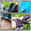 Rex Standard GT016 Women's Leather Gloves Fingerless Punk Rock Studs,