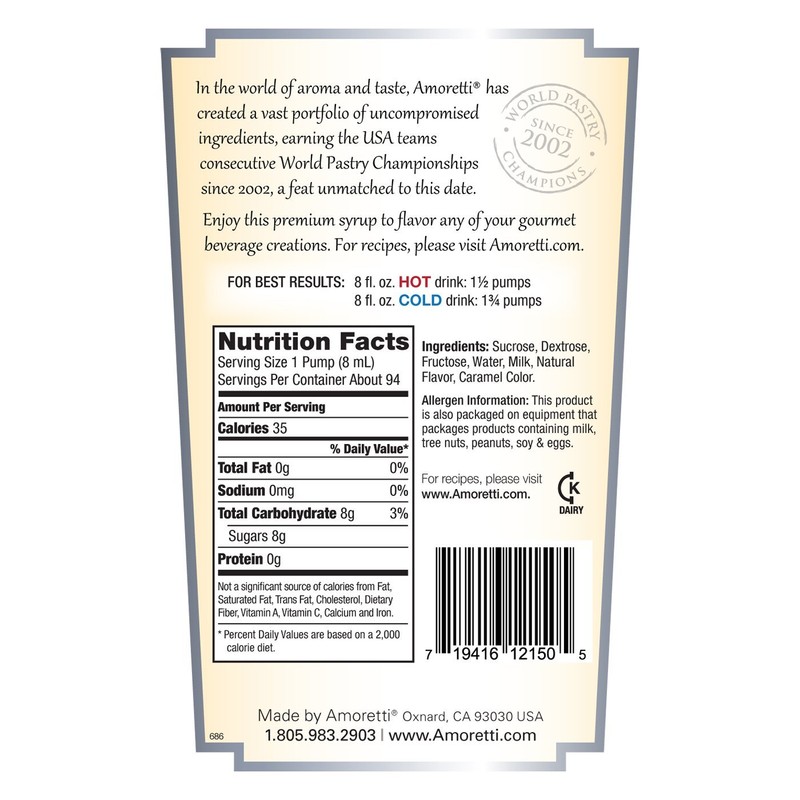 Amoretti Premium Syrup, Cajeta, 25.4 Ounce