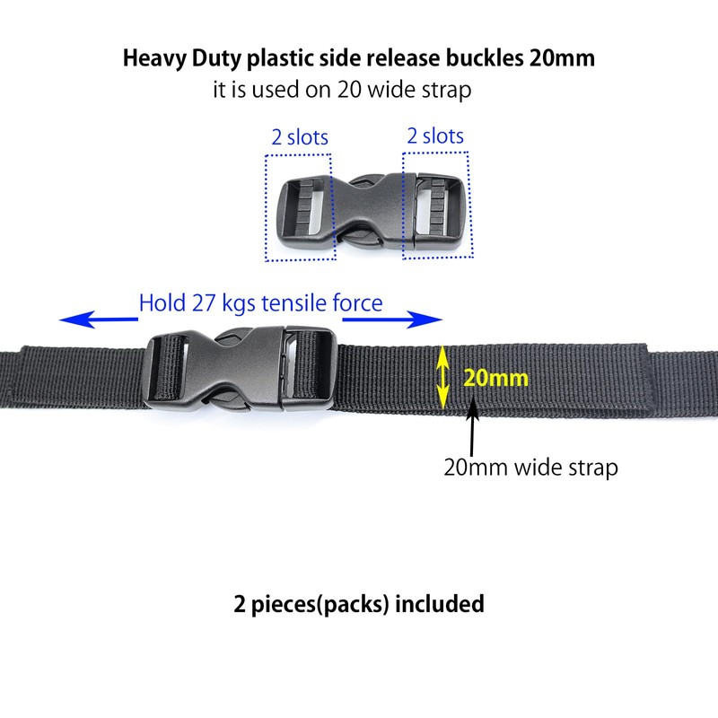 BAIWOAK Plastic Buckles Double Side Release Buckles Clips Plastic Click