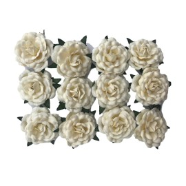 Unbranded 1 1/2" Creamy White Paper Roses, Paper Flowers, Floral Crown DIY, Package of 12