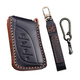 Aoocar 2018-2025 Leather Key Fob Cover, Compatible with Lexus ES LS LC RX NX LX TX GX Series etc, No Screw Design Key Holder Protector (Black)