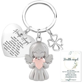 Huipalon Health Guardian Angel Keyring Thinking Of You Illness Support Angel Keychain Inspirational Gift for Family Friends