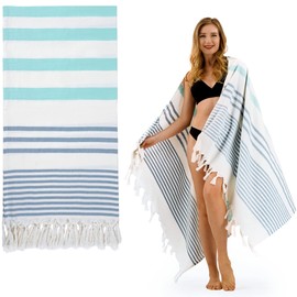 Winthome Hammam Towel Soft 100 x 180 cm Beach Towel Lightweight Space Saving Towel Absorbent Quick Drying Bath Towel Cotton Sand-Free Versatile for Men and Women Sauna Towel Beach Dresses (1 Pack)