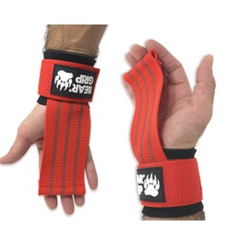 BEAR GRIP Power Straps - Weight lifting Straps (RED)