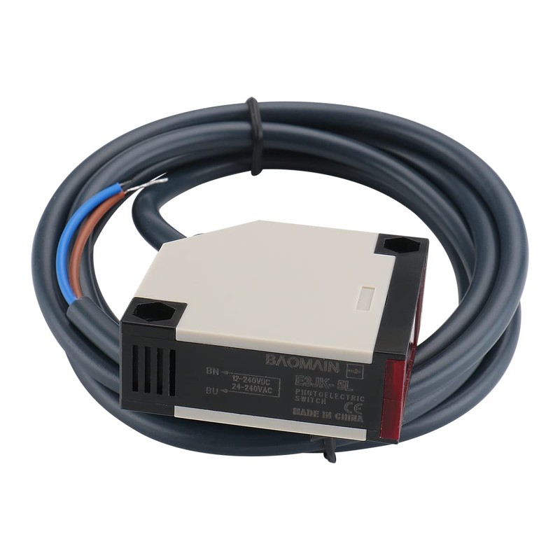 Baomain Photoelectric Sensor Switch E3JK-5DM2/E3JK-5L 24-240VAC,12-240VDC Detection Distance 5m Pair