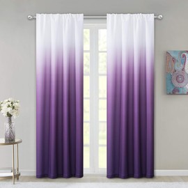 Dainty Home Ombre Darkening Curtains, Curtains for Living Room and Bedroom Purple 40"W x 84"L Set of 2 Machine Washable Light Filtering Curtain