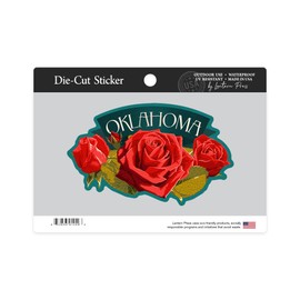 Die Cut Sticker Oklahoma, Rose, Letterpress, Contour Vinyl Sticker 3 to 6 inches, (Waterproof Decal for Cars, Water Bottles, Laptops, Coolers), Large