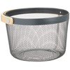 Daikai Linie Storage Iron Basket Wood Handle Round Gray