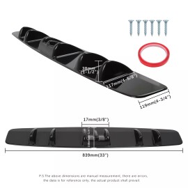 DREAMIZER For 04-08 Acura TL Base Type S Aspec-3 Rear Lip Bumper Diffuser Shark Fin 7 Wing