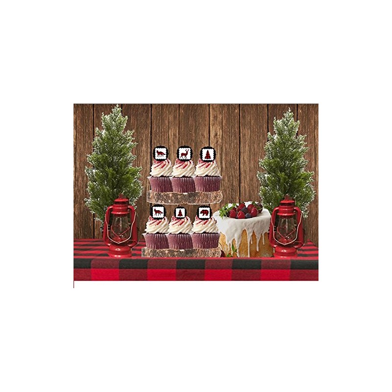 CakeSupplyShop Lumberjack Forest Animals Deer Fox Bear Tree Red &