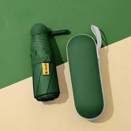 NW 1776 UV Shade&Rain Proof Foldable Umbrella&Storage Box, 20cm Portable Mini Umbrella with Thick Vinyl and Upf50+ Protection (Deep Green)