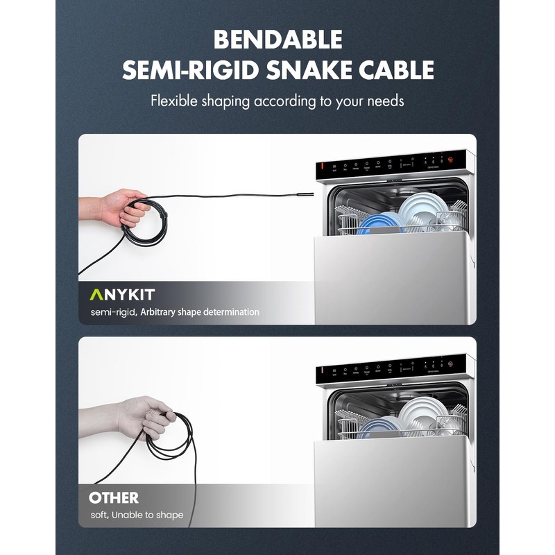 Anykit Dual Lens Endoscope Camera with Adjustable Lights, Type C