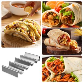 CALLARON Pack of 2 Taco Holders, Hotdog Holder, Taco Stand, Stainless Steel, Waveform Bun Holder, Hot Dog Stand for Holding Tacos, Hot Dogs, Tortilla, Sandwiches and Pancakes