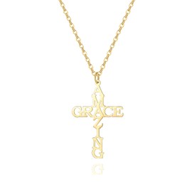 Tavuala Amazing Grace Cross Necklace for Women Religious Jewelry Necklace, Stainless Steel, not know