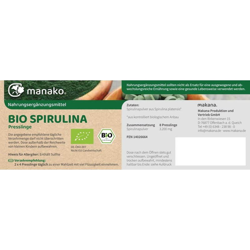 manako BIO Spirulina Algae Tabs/Pellets, 250 g Tub (1 x