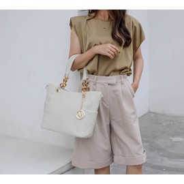 MKF Collection Shoulder Bag for Women, PU Leather Pocketbook Top-Handle Crossbody Purse Tote Satchel Handbag Navy Blue by Mia k