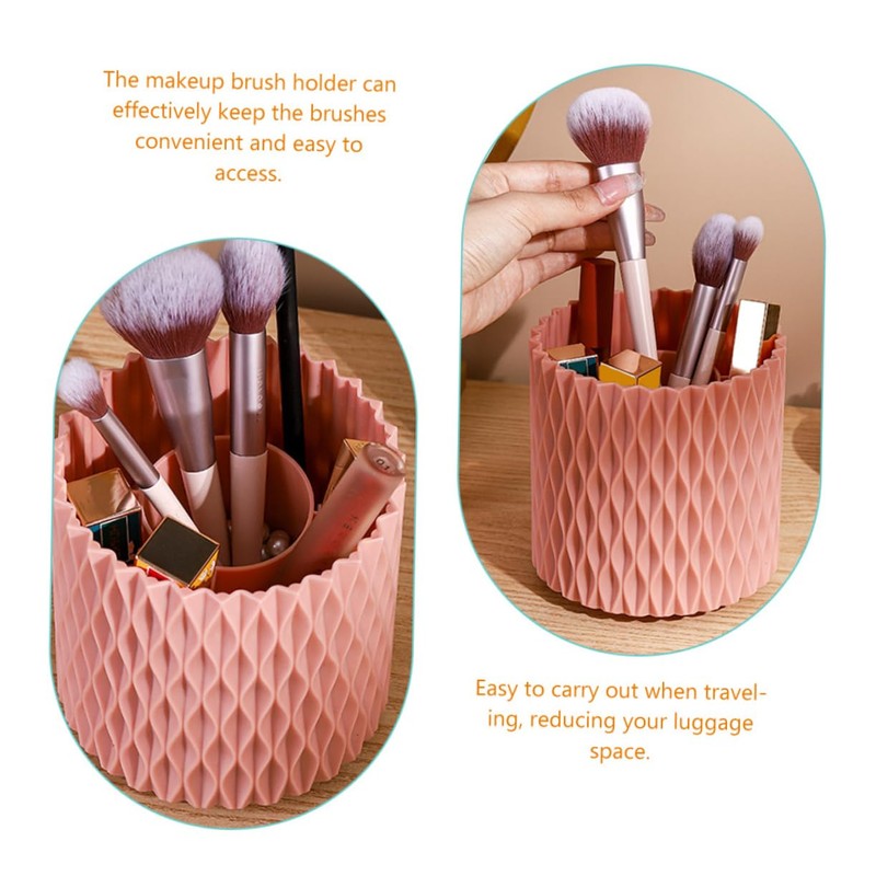 FOMIYES 2pcs Makeup Brush Bucket Rotatable Vanity Brush Organizer and