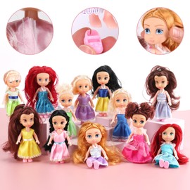 Liberty Imports 12 Pack Little Royal Princess Dolls - Mini Pocket Size Toddler Toys Fantasy Pretend Play Set with Dress, Accessories for Kids, Girls Dollhouse, Party Favors (5-inches)