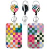 2 Pack Colorful Checkered ID Badge Holder with Clip Badge