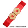 ALAIX Women's Wide Elastic Waist Belt for dress Gold Flower