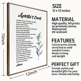 Apostles Creed Wall Art, Framed Christian Decor, Our Father Bible Verse Inspirational Decor, Scripture Wall Art, Christian Gift 12x15
