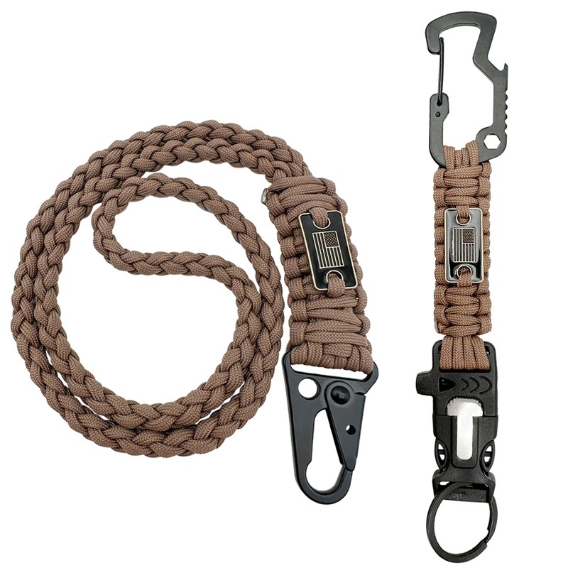 DDOUT Heavy Duty Paracord Badge Lanyard and Keychain with USA