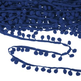 M METERXITY Pom Pom Ball Fringe Trim, 10 Yards 11mm Ball Fringe Trim Ribbon Sewing Accessory for Home Decoration/DIY Crafts/Curtain/Pillow [Navy Blue]