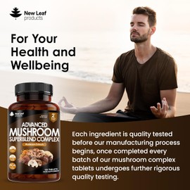 Mushroom Complex - Premium Blend of Lion's Mane, Cordyceps, Chaga, Reishi, Shiitake & Maitake Mushrooms - High-Potency Supplement - Made in the UK
