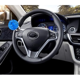 Lunsom perilla de volante redondo de mármol para volante, ayuda a conducir, ayuda a la mayoría de vehículos (azul)