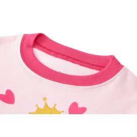 Popshion Girl Flamingo Valentines Heart Print Pajamas Short Sleeve Flamingo Clothes for Girls Two Piece Short Set 4t