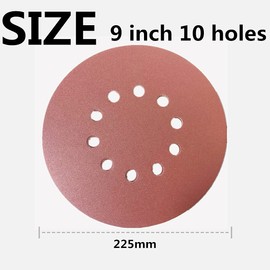 15-Piece Sandpaper Set – 9 Inch 10 Holes Sanding Discs 225mm Sanding Disc, P120 Grit,Grinding Wheels Diameter 225mm,red Punched.for Drywall Sander Sanding Pads