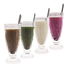 Chefcaptain Fountain Shoppe Classic, XL Milk Shake, Ice Cream Soda Glass (4 PACK 15.5 OZ) Fountain style, Durable Material, Zero Lead, Sundae Glasses (Clear) (15.5 Ounces)