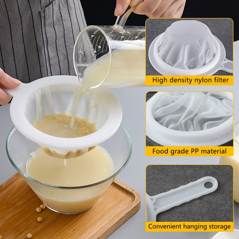 Kitchen Sieve Plastic Household Sieve Fine Mesh, 100/200/400 Mesh Filter
