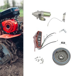 DOONARCES Electric Start Kit Flywheel Starter Motor Switch Ingnition for Hon-da GX390 13HP GX340 11HP, Flywheel with Ring Gear Charging Coil Key Switch Box (GX390,GX340)