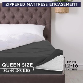 Hunnmingre Zippered Mattress Fitted Protector Deep Mattress Encasement Soft Zipper Fitte
