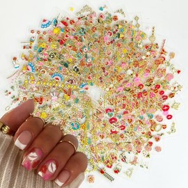 30 Sheets Valentine's Day Nail Art Stickers Decals Self-Adhesive Nail Decals Heart & Rose Designs Nail Supplies Lip Nail Decoration Accessories for Women