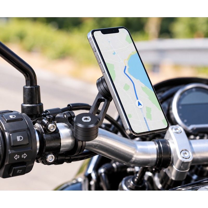 Motorcycle Phone Mount for Handlebar Use – Anti-Shock ABS &
