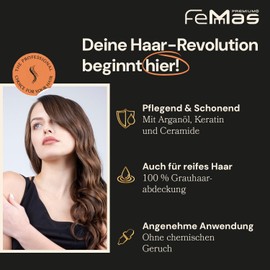 FemMas Hair Colour, Professional Cream Hair Colour with Argan Oil, Keratin & Ceramides, as Permanent Hair Colouring or Tint for Radiant, Durable Colour Results, 3x Light Brown 5, 100 ml