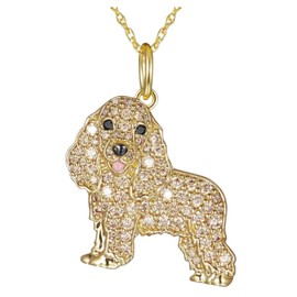 OSCCI Gold Crystal Puppy Cocker Spaniel Dog Pendant Necklace Cartoon Animal Necklace Dog Lover Jewelry (Dog)