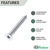 Pozi Wood Screw Countersunk Polished Chrome 4.0x25mm Pack of 100