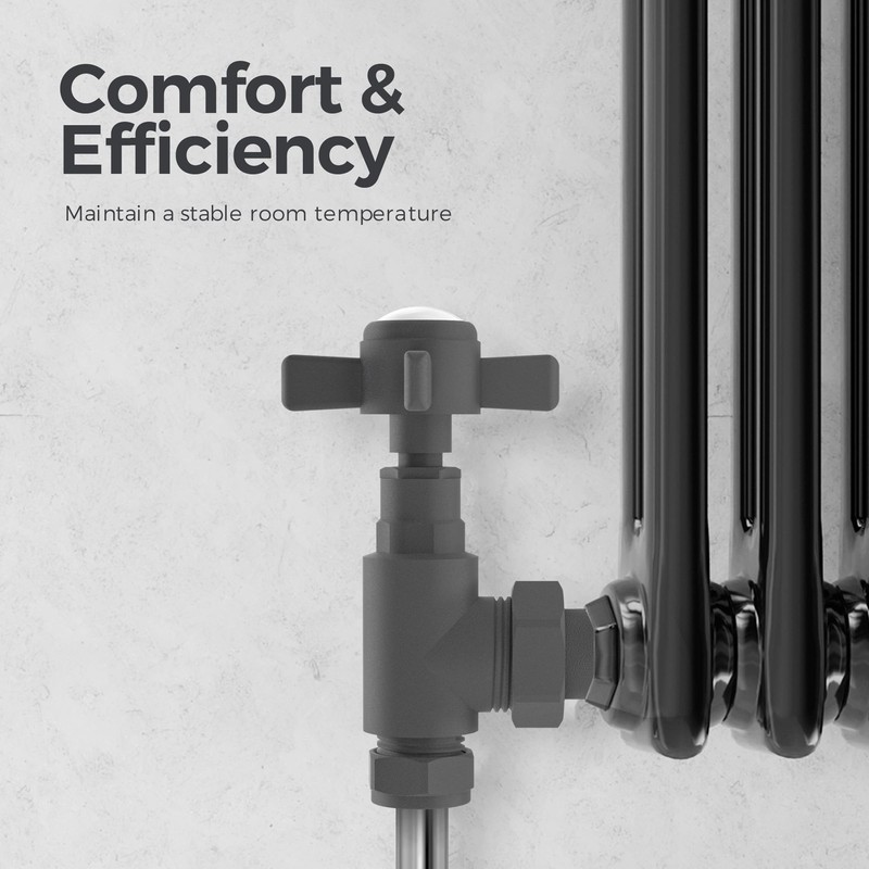 VANCOCO Angled Traditional Radiator Valve (Pair) - Traditional Chrome Radiator