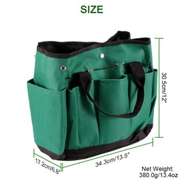 SagaSave Garden Tote Bag, Garden Tool Storage Bag with Multiple Pockets, Large Capacity Home Tool Organizer for Gardening, Yard, Lawn Work