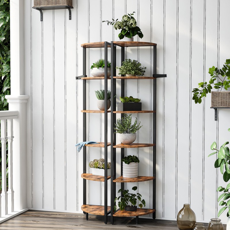 6 Tier Corner Shelf 63.1" Tall Corner Shelves stand Ladder
