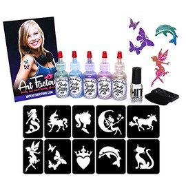 Glitter Tattoo KIT Girls 30 Tattos - All Girls tattoos- Water Proof DIY