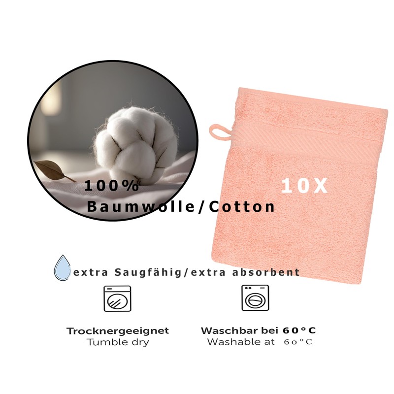 Betz 10 Piece Wash Mitt Set PALERMO 100% Cotton Size: