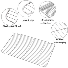 Zacfton Cooling Rack Set of 3, Baking Rack Stainless Steel Wire Rack for Baking Cooking Roasting Grilling Cooling, 15” x 11” x 0.5” Wire Racks, Fit Various Size Cookie Sheets Oven